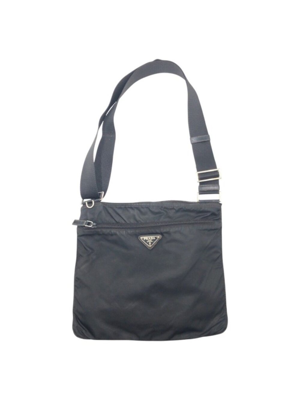 Prada Tessuto Triangle Logo Black Nylon Shoulder Bag